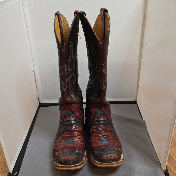 Tin Haul SOUTH BY SW Brown Leather Western Boots with WOLF SOLE 7.5 - Picture 2 of 7